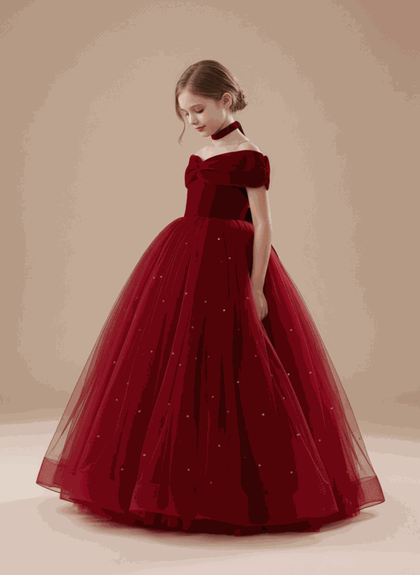 Коледна рокля за момичета в тийнейджърска възраст, с презрамки, панделка, тюл